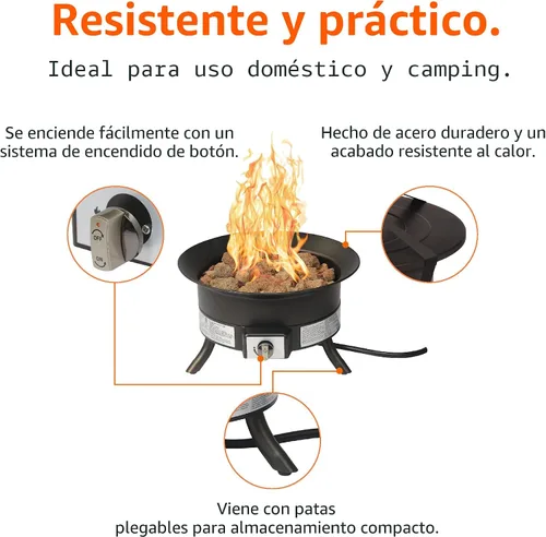 Miniatura 5 de Amazon Basics Fogata de propano portátil, redonda de 19 pulgadas, gas para patio, 55,000 BTU, correa de transporte