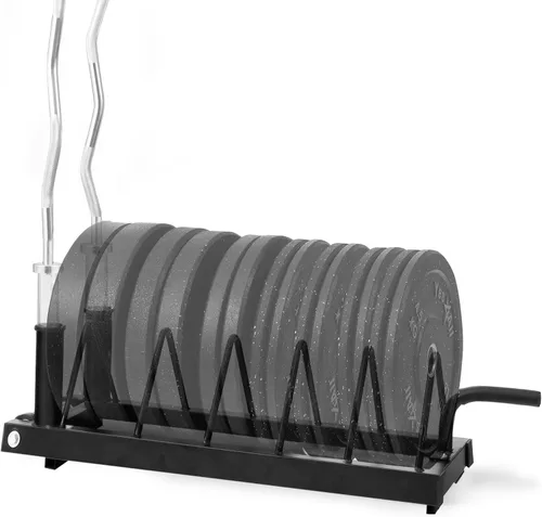 Miniatura 11 de Yes4All 6 clavijas y 4 estantes de almacenamiento de pesas que cargan hasta 1190 libras – soporte para árbol de pesas y barra montado en la pared