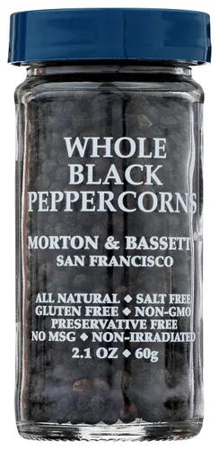 Morton & Bassett Granos enteros de pimienta negra, 1.9 oz – Sin OMG, sin sal, sabor intenso para molinillos, asados y condimentos