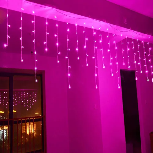 Miniatura 8 de YOLIGHT Guirnalda de luces LED de carámbano de 13 pies con controlador de función de memoria, cortina de luces de hadas para interiores, decoración