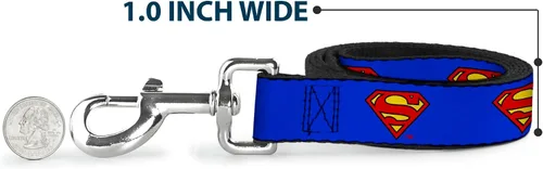 Miniatura 5 de Buckle-Down Correa para mascotas - Superman Shield Blue - 4 pies de largo - 1" de ancho
