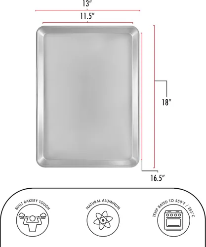 Miniatura 4 de Fat Daddio's Bandeja de media hoja de aluminio natural, paquete de 2