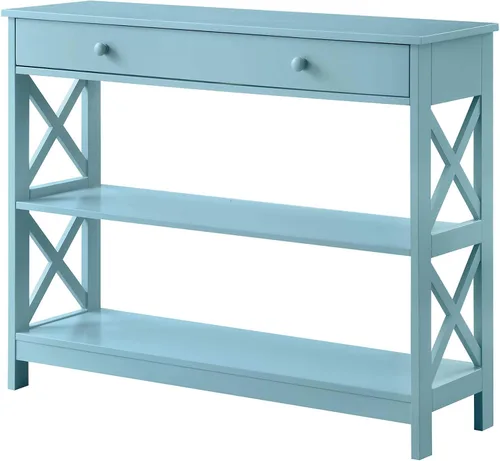 Miniatura 18 de Convenience Concepts Oxford - Mesa consola con 1 cajón con estantes, madera de granero/negro