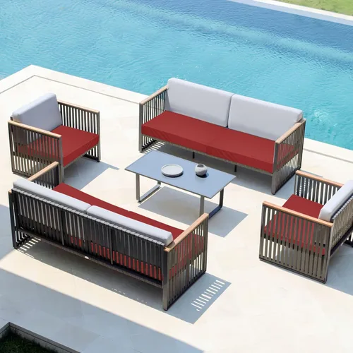 Miniatura 2 de Easy-Going Paquete de 2 fundas impermeables para cojines de patio de 24 x 24 x 4 pulgadas, fundas de cojín de repuesto antideslizantes para asientos