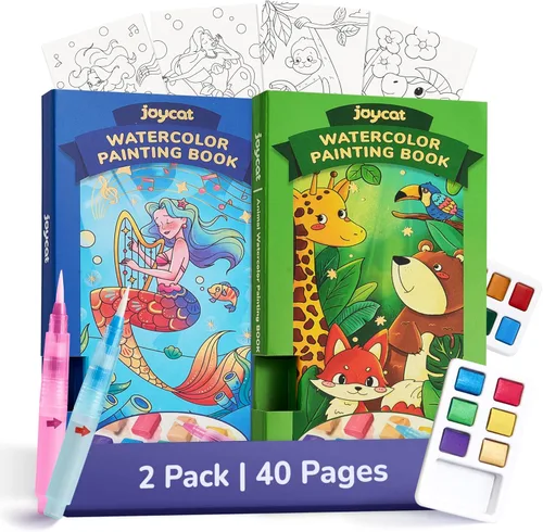 Miniatura 13 de JoyCat Paquete de 2 libros de pintura de bolsillo con agua para colorear para niños, juego de juguetes de actividades de arte y manualidades, kit