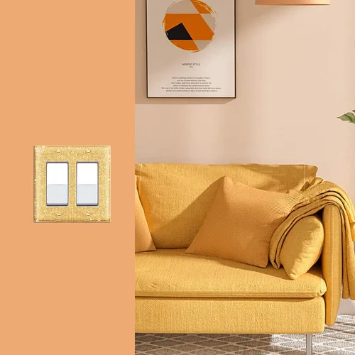 Miniatura 3 de 1 funda para interruptor de luz brillante – Cubierta de placa de interruptor con purpurina dorada con diamantes de imitación 2.2 lbs-2-Oro