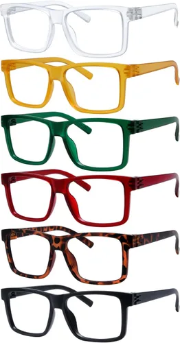 Miniatura 9 de Gafas de lectura sin tornillos, bisagras de resorte sin tornillos, paquete de 6 lectores para mujer (+0.00)