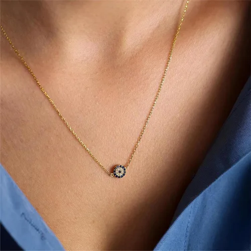 Miniatura 3 de Collar con colgante de corazón de oro de 14 quilates para mujer, delicado collar de estrella, gargantilla de mal de ojo, collar bohemio con luna