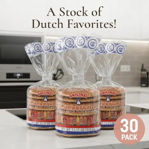 Miniatura 5 de Le Chic Patissier 30 Stroopwafels de caramelo y vainilla tostados suaves paquete de 3 (11.11 onzas cada uno) Receta original de gofres de caramelo