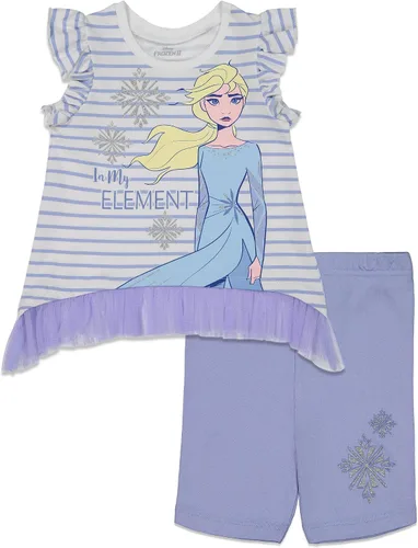 Disney Frozen Princess Anna Elsa Baby Girls T-Shirt and Shorts Outfit Set Infant to Little Kid