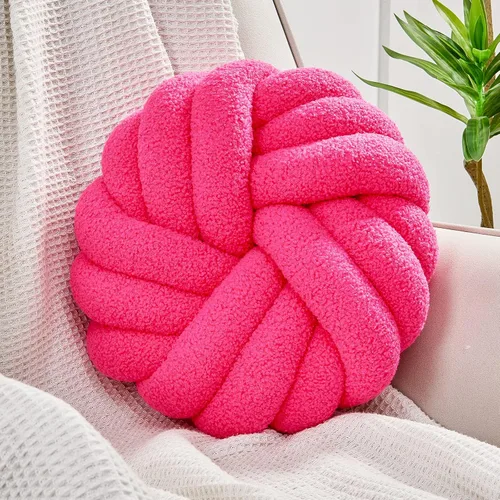 Miniatura 9 de Uvvyui Almohadas de Nudo, Almohadas Decorativas de 14 Pulgadas, Almohadas Redondas, Cojín Suave Hecho a Mano, Almohada de Bola Anudada, Cojín