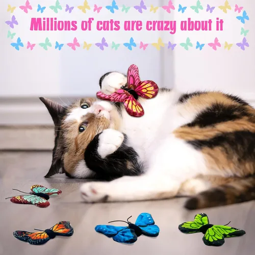 Miniatura 4 de Juguetes de hierba gatera para gatos de interior, paquete de 5 juguetes de hierba gatera de mariposa con arrugado, juguetes para gatos