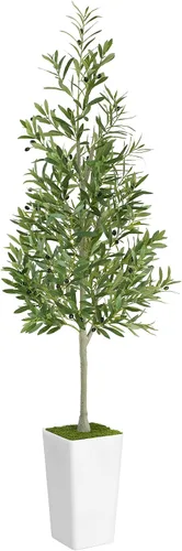 Árbol de olivo artificial de 6 pies – Plantas falsas realistas para oficina, sala de estar, dormitorio, decoración del hogar en interiores, piso