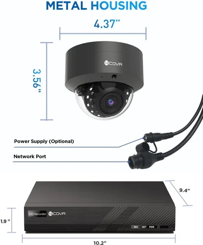 Miniatura 9 de Sistema de cámaras de seguridad PoE 4COVR de 8 canales, 6 cámaras domo IP cableadas comerciales de 5MP IK10 a prueba de vandalismo IP67, detección
