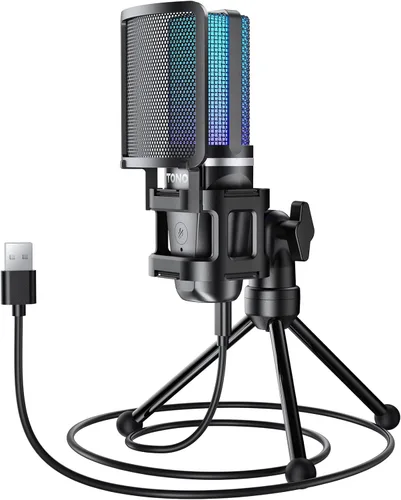 Miniatura 11 de TONOR Micrófono USB para juegos, juego de microfono de transmisión RGB, micrófono de computadora de grabación de podcasts para PS4/5, Discord