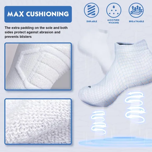 Miniatura 5 de Hylaea Calcetines deportivos para correr con cojín acolchado que absorbe la humedad corte bajo