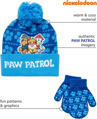 Miniatura 2 de Nickelodeon Paw Patrol - Conjunto de gorro y guantes de invierno para niños (edad 2-7)
