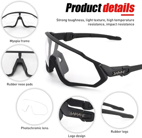 Miniatura 4 de KAPVOE Gafas de ciclismo fotocromáticas para hombres y mujeres, gafas de sol para bicicleta de montaña MTB, para bicicleta de montaña Clear - K9408