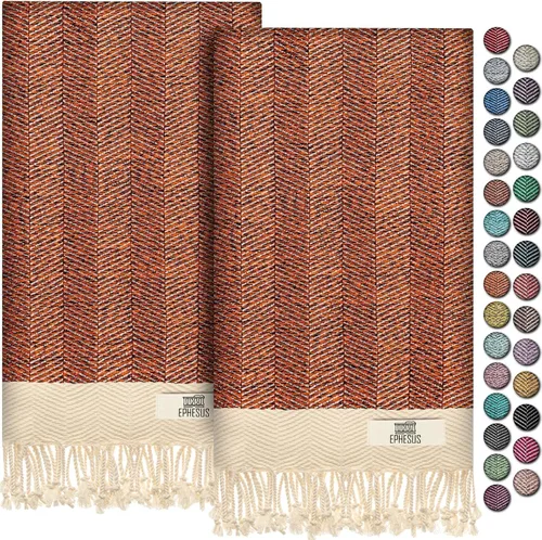 EPHESUS TOWELS Toallas de Mano - Juego de 2 | 18" x 30" - Toalla de Mano Turca Decorativa para Baño, Cocina, Invitados, Cara, Cabello, Té, Paño de