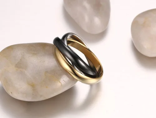 Miniatura 3 de VNOX Anillo de acero inoxidable para mujer, tricolor, entrelazado, para boda, compromiso