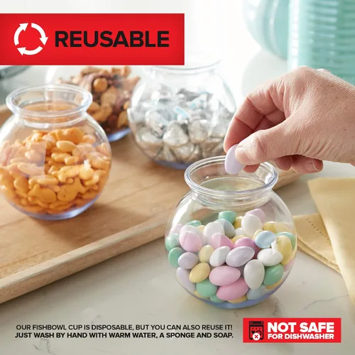 Miniatura 5 de Cuencos pequeños redondos de plástico para fiestas (paquete de 12) mini tazón transparente de 16 onzas, vasos inastillables para bebidas, centros