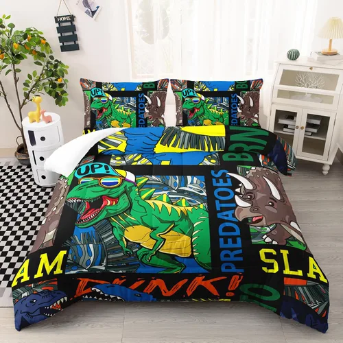Miniatura 15 de AILONEN Juego de ropa de cama con estampado de gato en acuarela, tamaño individual con gatos y huellas para niños y niñas, juego de edredón suave