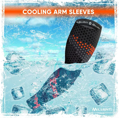 Miniatura 118 de Millenti Manga de compresión de brazo de enfriamiento – Mangas de recuperación deportiva de protección solar, se enfría cuando está mojado, unisex