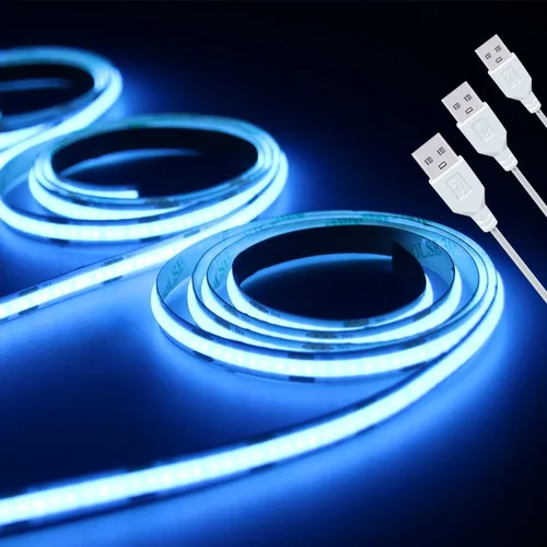 Miniatura 12 de Juego de 2 Paquetes de Tiras de Luces LED de 3.28 Pies COB Tiras de Luz USB 5V 6500K Blanco Brillante Alta Densidad No Regulable Tira LED Corta