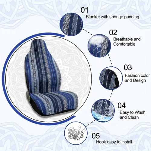 Miniatura 3 de uxcell 7pcs Manta Durable Baja Bucket Seat Protector para Coche Auto Azul