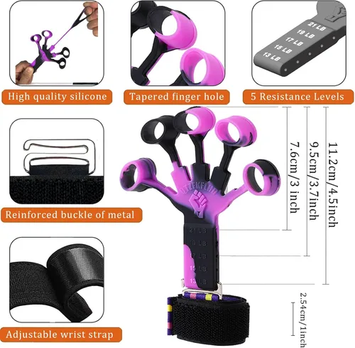 Miniatura 2 de Entrenador de fuerza de agarre con fortalecedor de antebrazo, fortalecedor de agarre de mano, ejercitador de extensión de mano, pelota de alivio