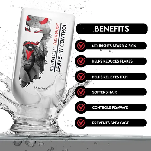 Miniatura 3 de Billy Jealousy Acondicionador de barba sin enjuague para hombres con jugo de hoja de aloe y aceite de semilla de jojoba, suaviza el cabello