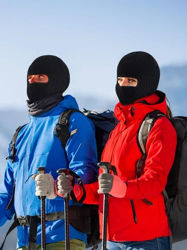 Miniatura 7 de WILLBOND Pasamontañas de invierno para adultos, 2 piezas, 1 agujero, de punto, para deportes al aire libre