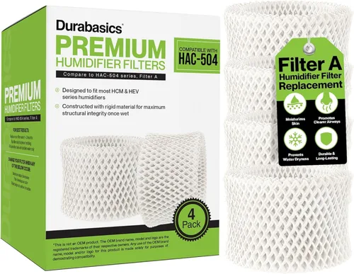 Durabasics Paquete de 4 filtros humidificadores de alta calidad compatibles con filtros humidificadores Honeywell HAC-504, HAC-504AW y Honeywell