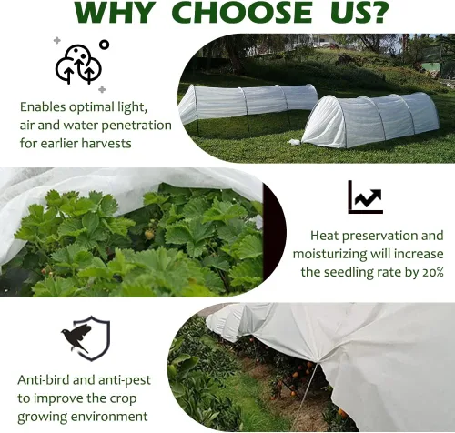 Miniatura 4 de Cubierta de Protección contra Heladas para Plantas, Manta de Jardín de Invierno de Tela Anti-Heladas de 5x60 pies, Cubierta Flotante de Hilera
