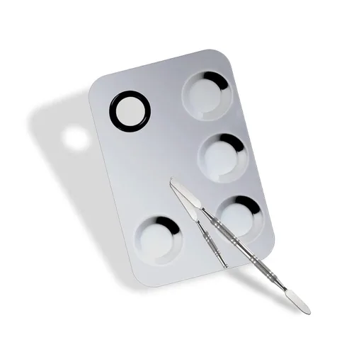 Mejora la paleta de maquillaje de mezcla, paleta de acero inoxidable con herramienta de espátula para mezclar cosméticos y pigmentos, Nail art