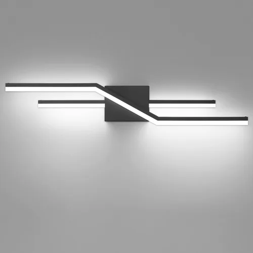 Miniatura 11 de SOLFART Luces de baño con acabado mate en negro, regulables, LED, para tocador, sobre espejo, 24 pulgadas, modernas, luces de pared