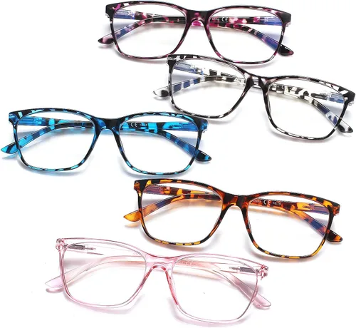 Miniatura 3 de SIGVAN Lentes de lectura para mujer, con bloqueo de luz azul, bisagra de resorte, diseño de moda, lentes con estampado para mujer Mezcla C5