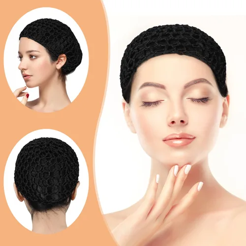 Miniatura 2 de Etercycle 3 piezas de malla de ganchillo para mujer, malla de ganchillo de punto de rayón suave, accesorio para dormir (negro)