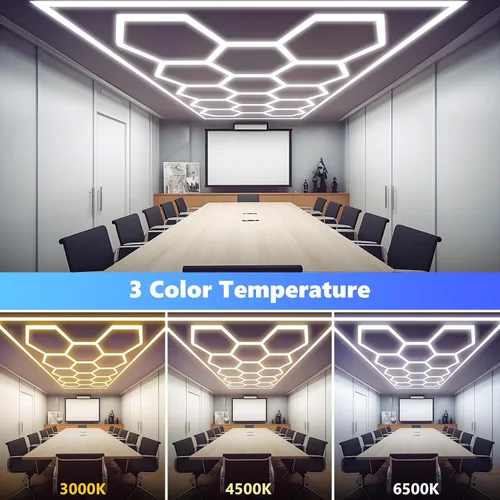 Miniatura 2 de ALLYES - Luces hexagonales de garaje, luces de techo súper brillantes, con interruptor inteligente, 3000 K/4500 K/6500 K, luz de techo para taller