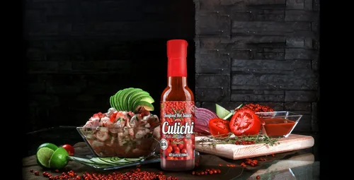 Salsa Culichi (TM) Salsa picante oficial de mariscos, hecha con el famoso chile Chiltepin "Red Gold" (salsa mexicana auténtica) (3 botellas)