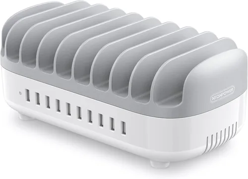Miniatura 10 de Estación de carga de 7 puertos para múltiples dispositivos, organizador de estación de carga de 70 W, acoplamiento de carga USB con ventilador