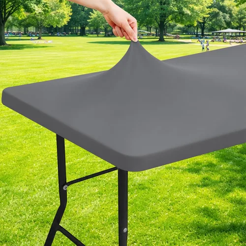 Miniatura 34 de Moosfor Mantel rectangular de elastano de 4 pies, manteles elásticos ajustables para pícnic, funda elástica y lavable para mesa de patio para Azul