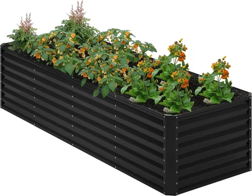 Miniatura 12 de 2 camas de jardín elevadas galvanizadas de 4 x 2 x 1 pies, macetas elevadas, caja de jardín de metal, planta grande para plantar al aire libre, cama