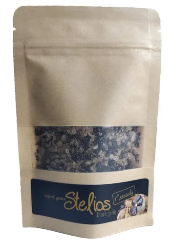 Sal marina orgánica de ajo negro envejecido COMPLETO 90 Días, Vegano, Sin OGM, Sin Gluten 2.65 oz