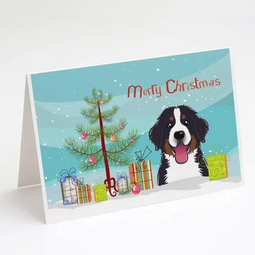 Miniatura 31 de Caroline's Treasures BB1616GCA7P - Tarjetas de felicitación y sobres de árbol de Navidad y sabueso afgano, paquete de 8 tarjetas en blanco