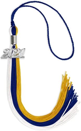 Miniatura 140 de Endea Graduation Borla de triple color con gota de fecha plateada (negro/dorado/granate, 2020)