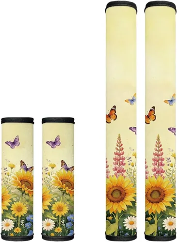 Miniatura 30 de Juego de 4 fundas protectoras de repuesto para manija de puerta de refrigerador con temática de té de la tarde para microondas, horno, refrigerador