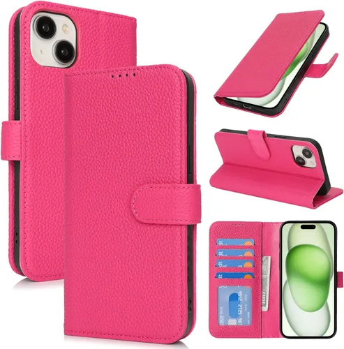 Miniatura 56 de Zouzt Funda para iPhone 11 de 6.1 pulgadas de piel auténtica con 4 ranuras para tarjetas, tarjetero con bloqueo RFID, tapa magnética, función atril