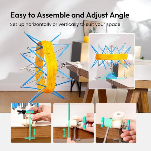 Miniatura 5 de Yarn Swift - Paraguas Swift de hilo para ganchillo, soporte para madejas de diseño flexible y ligero, plegable, altura y diámetro ajustable