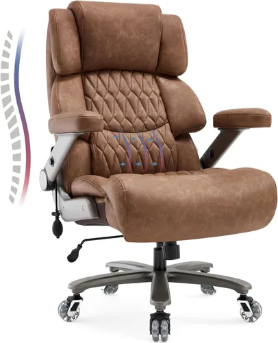 Miniatura 11 de Silla de oficina grande y alta de 700 libras, soporte lumbar ajustable, base de metal resistente, ruedas de goma silenciosas, respaldo alto, silla